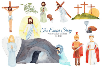 Religious Easter clipart, The Easter story, Jesus Risen, Cross PNG, Bi