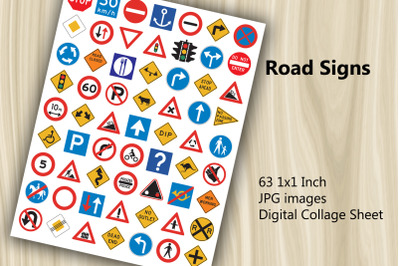 Digital Collage Sheet - Road Signs