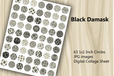 Digital Collage Sheet - Black Damask