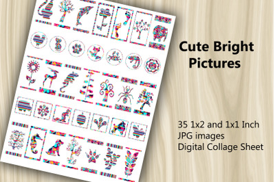 Digital Collage Sheet - Cute Bright Pictures