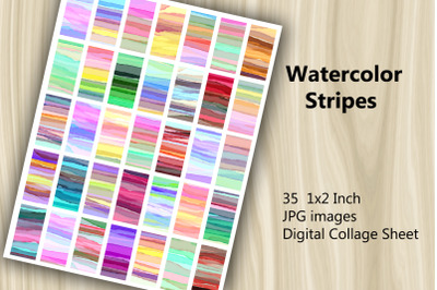 Digital Collage Sheet - Watercolor Stripes