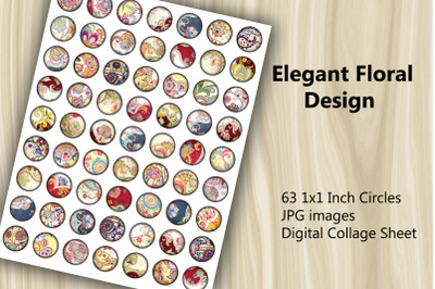 Digital Collage Sheet -  Elegant Floral