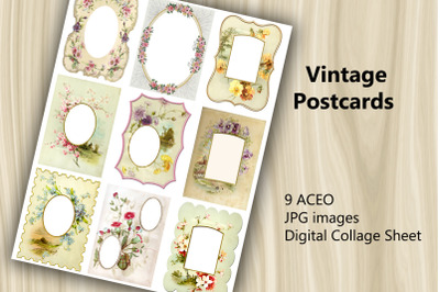 ACEO Digital Collage Sheet - Vintage Postcards