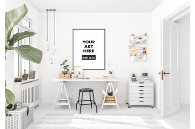 Interior scene artwork background frame mockup