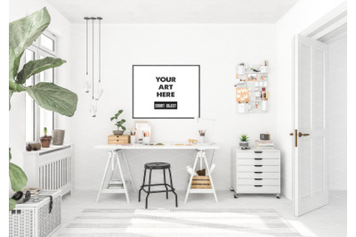 Interior scene artwork background frame mockup