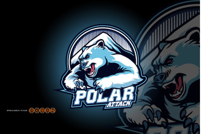 Polar bear esport logo mascot