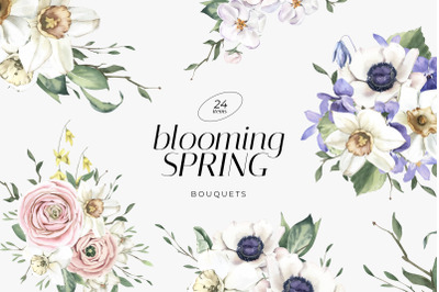 Blooming Spring Watercolor Bouquets