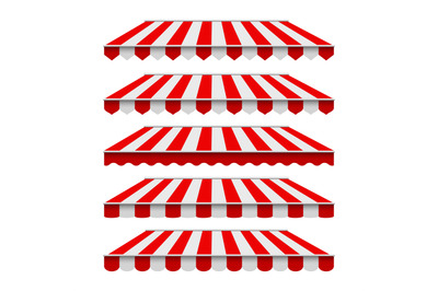 Striped awnings, storefront canopy set