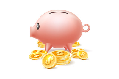 Piggybank with cash coins
