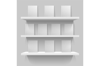 White mockup bookshelves