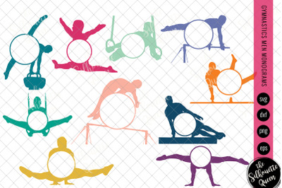 Gymnastics Men Svg Monogram, Circle Frames