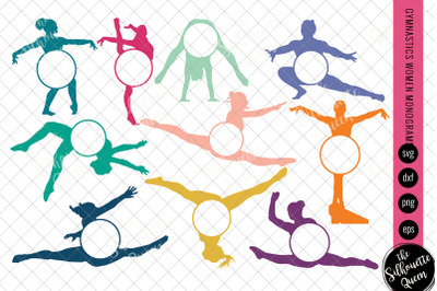 Gymnastics Women Svg Monogram&2C; Circle Frames