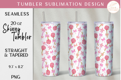 Watercolor Candy Tumbler Sublimation. Cute Pink Skinny Tumbler Wrap