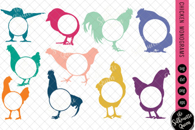 chicken Svg Monogram, Circle Frames