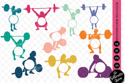 Weightlifting Women Svg Monogram, Circle Frames