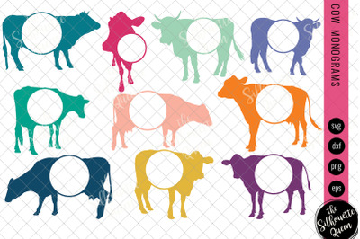 cow Svg Monogram, Circle Frames