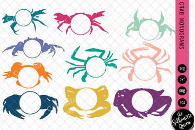 crab Svg Monogram, Circle Frames