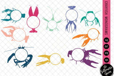 crayfish Svg Monogram, Circle Frames