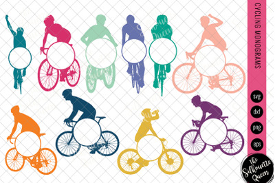 Cycling Svg Monogram, Circle Frames