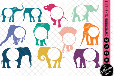 elephant Svg Monogram, Circle Frames