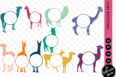 llama Svg Monogram&2C; Circle Frames