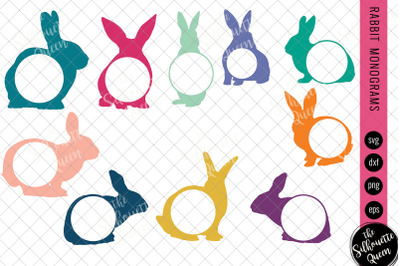 Rabbit Svg Monogram, Circle Frames