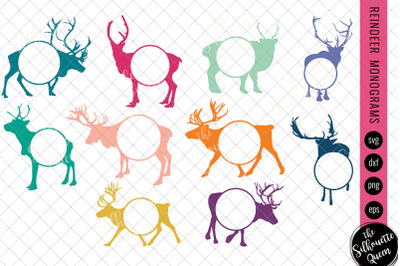 Reindeer Svg Monogram&2C; Circle Frames