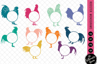 Rooster Svg Monogram, Circle Frames