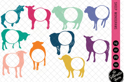 Sheep Svg Monogram, Circle Frames