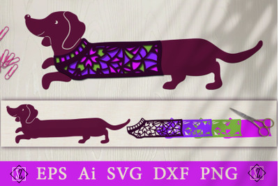 Dachshund in 3D clothes. File to cut. SVG