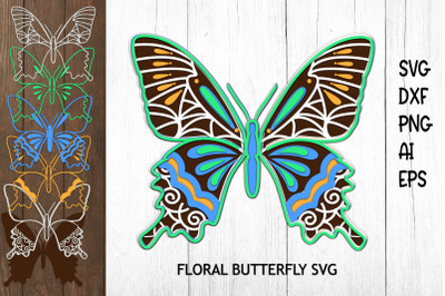 3D Butterfly SVG Layered Mandala. 3D Layered SVG.