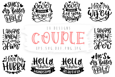 Couple Quotes Bundle Wife And Husband SVG Cut File