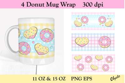 Donut Mug Wrap. Donut Mug Sublimation. Mug Design PNG