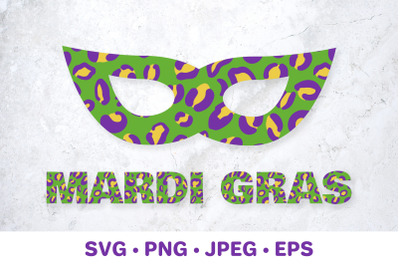 Mardi Gras. Leopard Mask. Fat Tuesday SVG, Sublimation