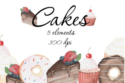 Watercolor cake clipart PNG