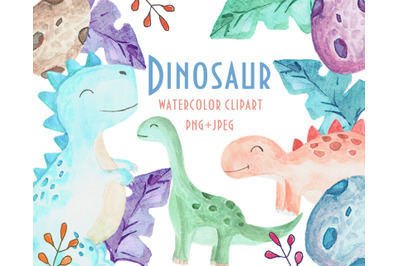 Watercolor cute baby dibosaur clipart png