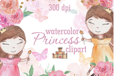 Watercolor princess clipart PNG
