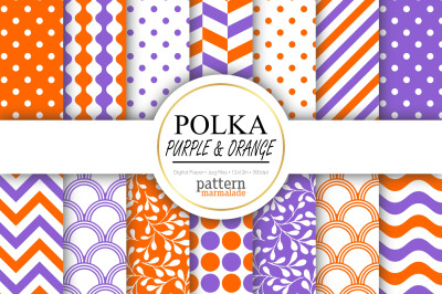 Polka Purple And Orange Digital Paper&nbsp;- T0804