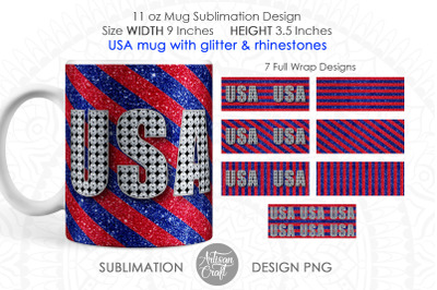 USA mug sublimation designs, Patriotic mug 11oz