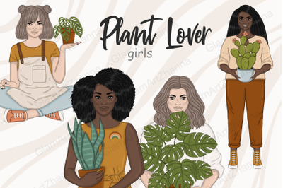 Plant Lover Girls Clipart