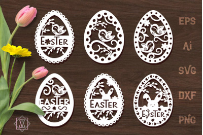 Easter eggs. Stencils for cutting. SVG