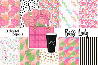 Girl Boss Digital Paper | Planner Girl Pattern