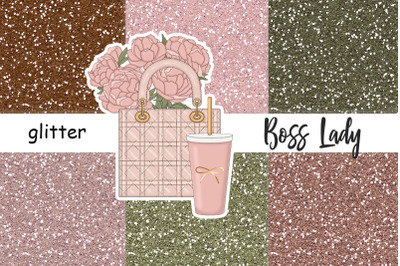 Boss Lady Glitter Paper | Sparkle Background Bundle