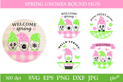 Hello Spring SVG. Welcome Sign. Spring Gnome Family