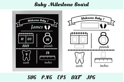 First Birthday Board SVG. Baby Milestone Chalkboard SVG