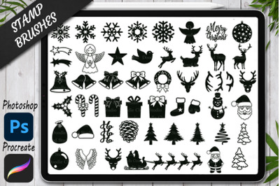 Christmas  Brushes Stamp for Procreate and Photoshop. Christmas Stamp.