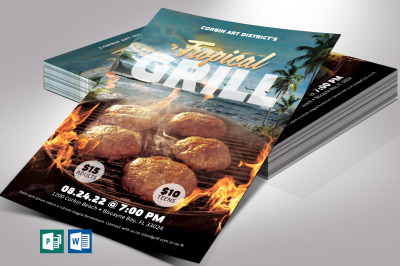 Tropical Grill Flyer Word Publisher Template