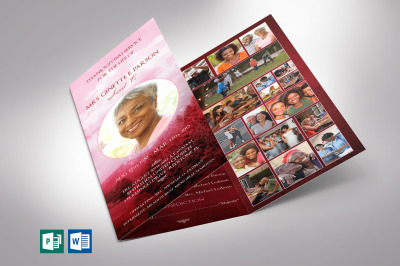 Pink Sky Trifold Funeral Program Word