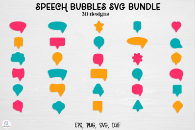 Speech Bubbles SVG Bundle. Thought Bubble SVG. 30 designs. Quote text