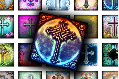 Digital Collage Sheet - Christian Crosses